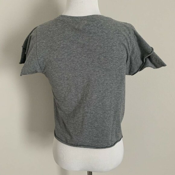 Women's Tresics Gray Short Ruffle Flutter Crop Top - Picture 2 of 6